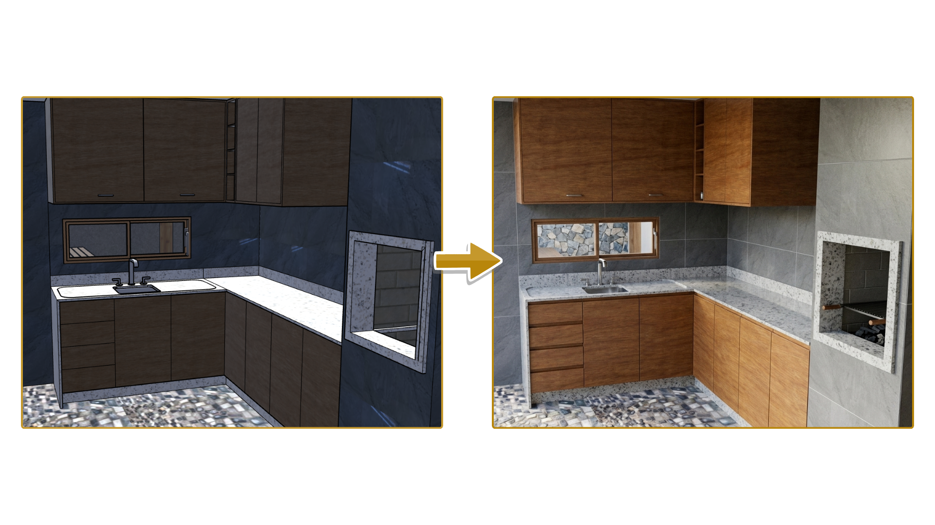 Antes e Depois - Projeto 3D SketchUp